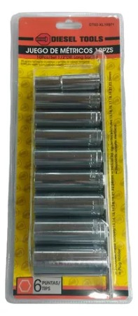 Set dados o copas largas,10 pzs de 1/2'', Diesel Tools.