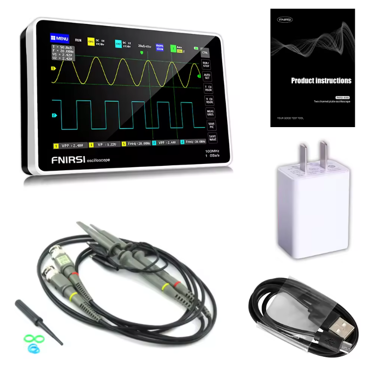 Osciloscopio con pantalla integrada 2 Canales Fnirsi 1013D